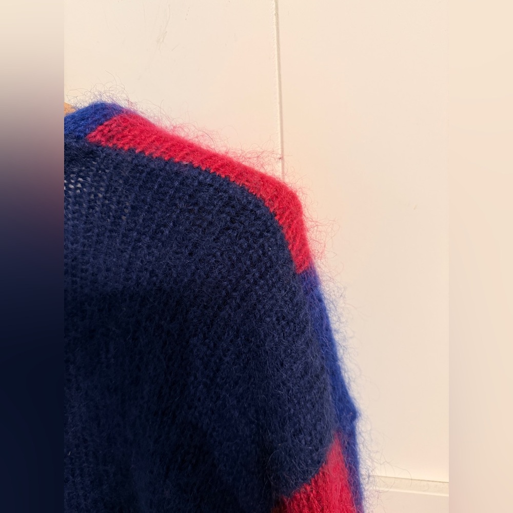 Vintage 1990s JL Plum mohair cardigan RN 40687 Argyle Harlequin Color Block - Picture 8 of 9